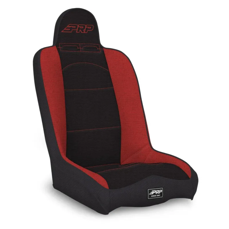 PRP Daily Driver High Back Suspension Seat (Two Neck Slots) - Black/Red