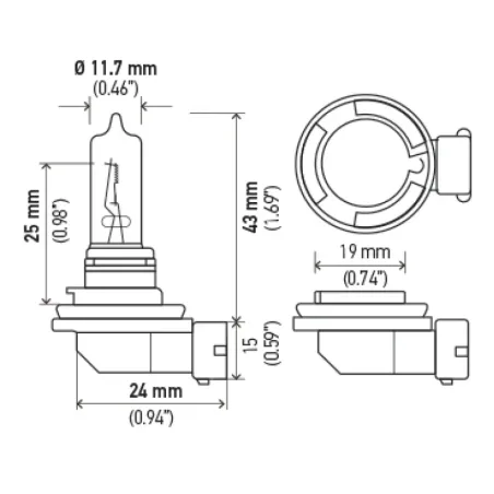 Hella Bulb H9 12V 65W XEN YLW