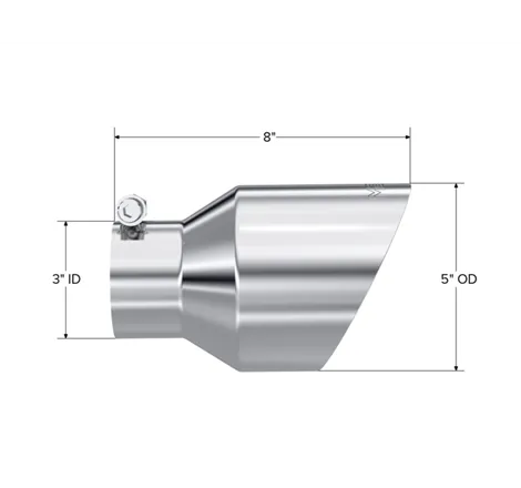 MBRP Universal T304 Stainless Steel Tip  3on ID / 5in OD Out / 8in Length Angle Cut Dual Wall