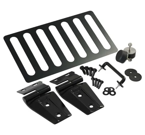 Kentrol 07-18 Jeep Wrangler JK Hood Kit Without Hood Catch - Powdercoat Black