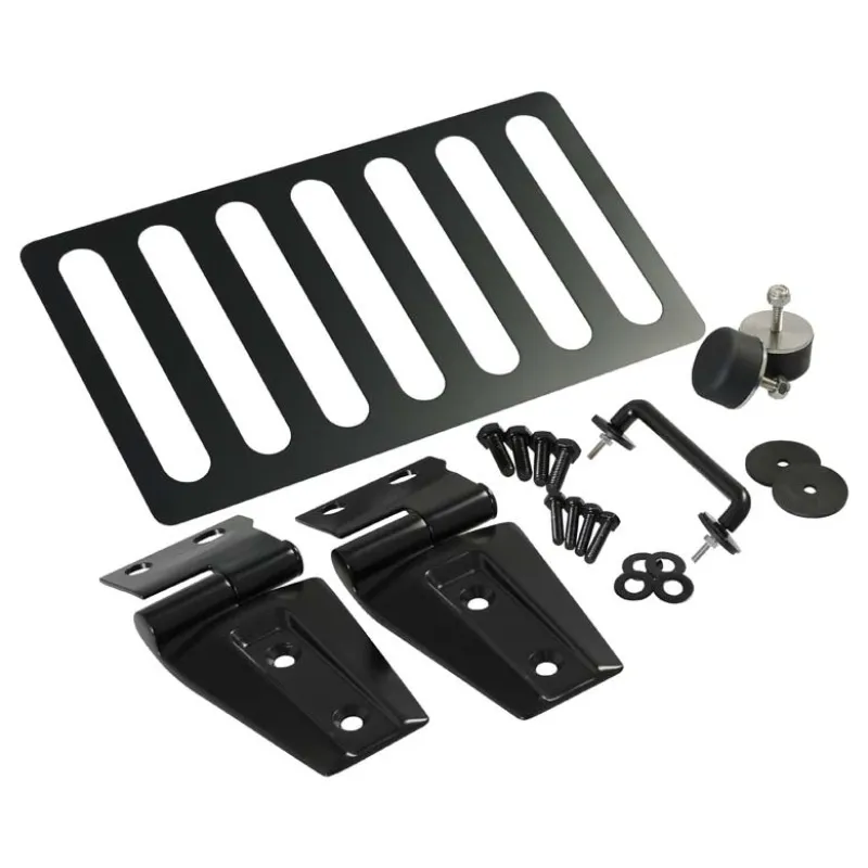 Kentrol 07-18 Jeep Wrangler JK Hood Kit Without Hood Catch - Powdercoat Black