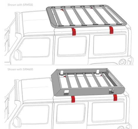 Go Rhino SRM Rack Rain Gutter Mount Kit - 4pc. (Mounts to Factory Rain Gutter/Drip Rail)