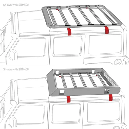 Go Rhino SRM Rack Rain Gutter Mount Kit - 4pc. (Mounts to Factory Rain Gutter/Drip Rail)