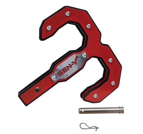 Gen-Y Hulk 2.0 16K Tow Hook 2in Shank w/GH-099 Pin/GH-011 Clip - Black/Red