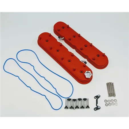 Granatelli 96-22 GM LS Tall Valve Cover w/Integral Angled Coil Mounts - Red Wrinkle (Pair)