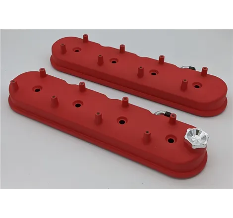 Granatelli 96-22 GM LS Tall Valve Cover w/Integral Angled Coil Mounts - Red Wrinkle (Pair)