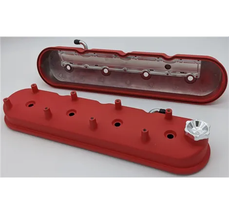 Granatelli 96-22 GM LS Tall Valve Cover w/Integral Angled Coil Mounts - Red Wrinkle (Pair)