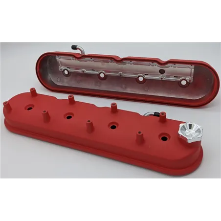 Granatelli 96-22 GM LS Tall Valve Cover w/Integral Angled Coil Mounts - Red Wrinkle (Pair)