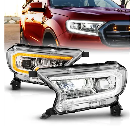 ANZO 19-23 Ford Ranger Full LED Projector Headlights w/ Initiation & Sequential - Chrome