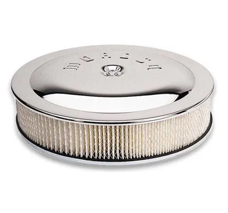 Moroso Racing Air Cleaner - 14in x 3in Filter - Flat Bottom - Steel - Chrome Plated - 4500