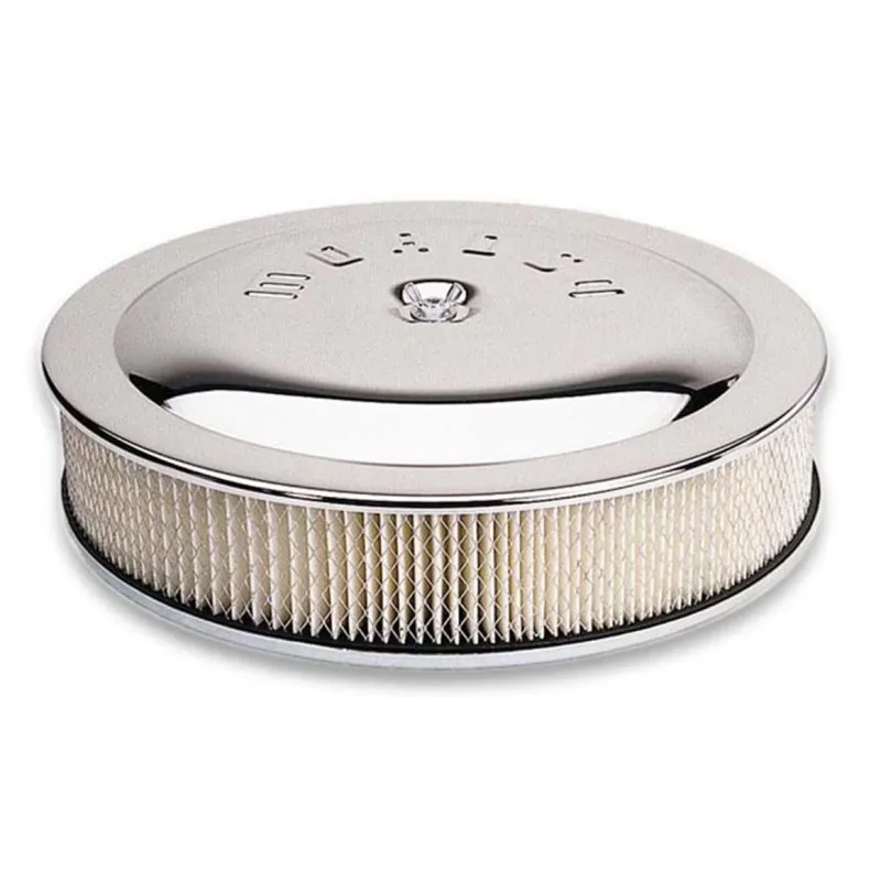 Moroso Racing Air Cleaner - 14in x 3in Filter - Flat Bottom - Steel - Chrome Plated - 4500