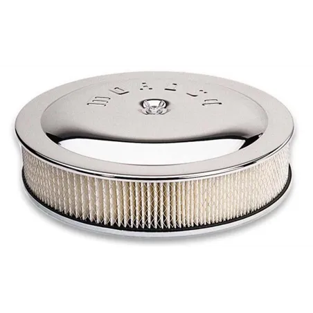 Moroso Racing Air Cleaner - 14in x 3in Filter - Flat Bottom - Steel - Chrome Plated - 4500