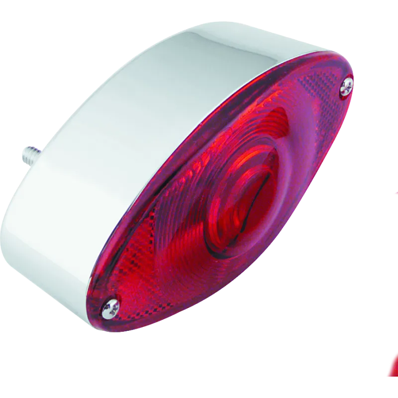 Bikers Choice Chrome Cat Eye Tail Lamp Assembly Red Lens Universal Custom