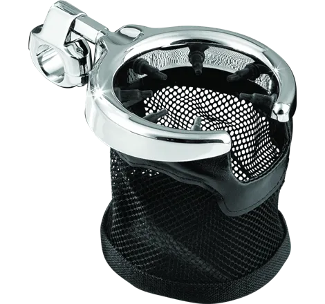 Kuryakyn Mesh Basket Universal Drink Holder 1in Clamp Chrome