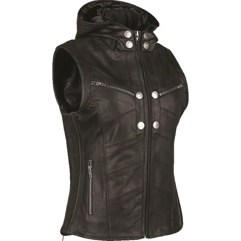 Speed and Strength Hells Belles Leather Vest Black Womens - Small