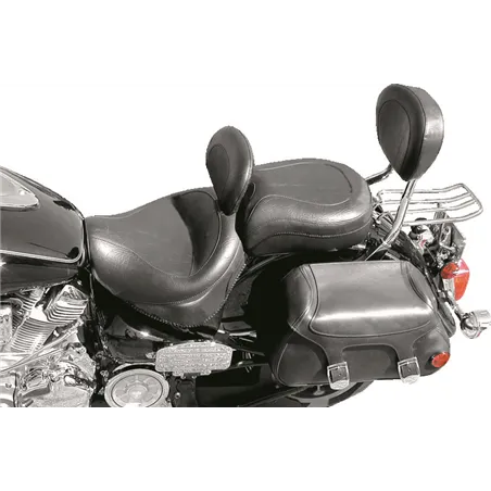 Mustang 99-15 Yamaha Road Star 1600, 1700 Wide Touring 2PC Seat w/Driver Backrest - Black