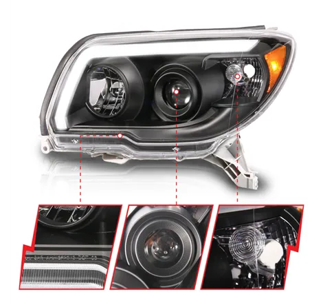 ANZO 06-09 Toyota 4 Runner Projector Headlights Plank Style - Black