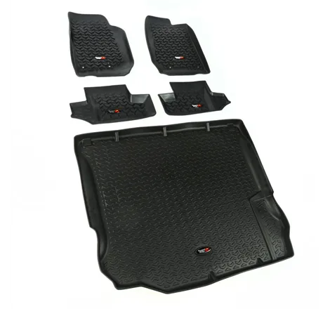 Rugged Ridge Floor Liner Front/Rear/Cargo Black 2011-2018 Jeep Wrangler JK 2 Dr