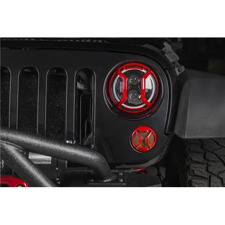 Rugged Ridge 07-18 Jeep Wrangler JK/JKU Red Elite Headlight Euro Guards