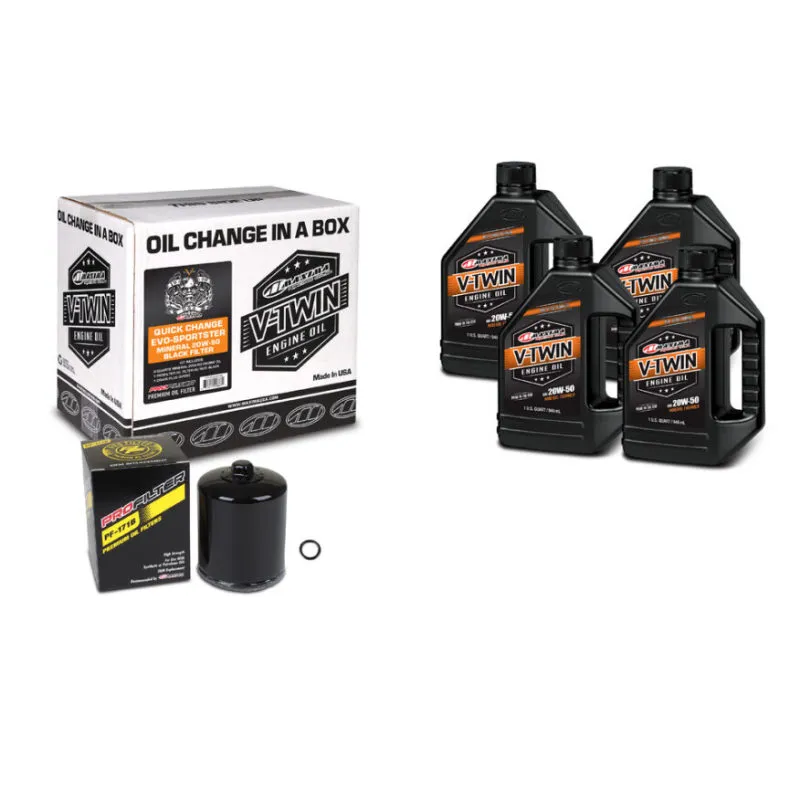 Maxima V-Twin Quick Change Kit Mineral w/Black Filter Evo/Sportster