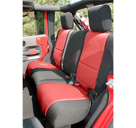 Rugged Ridge Seat Cover Kit Black/Red 07-10 Jeep Wrangler JK 4dr