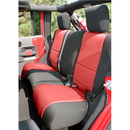 Rugged Ridge Seat Cover Kit Black/Red 07-10 Jeep Wrangler JK 4dr