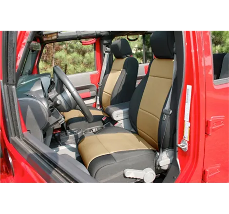 Rugged Ridge Seat Cover Kit Black/Tan 11-18 Jeep Wrangler JK 2dr