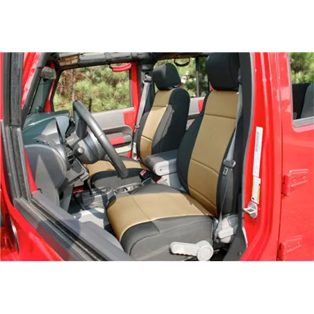 Rugged Ridge Seat Cover Kit Black/Tan 11-18 Jeep Wrangler JK 2dr