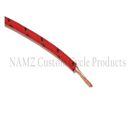 NAMZ OEM Color Cloth-Braided Wire 25ft. Pack 16g - Red w/Black Tracer