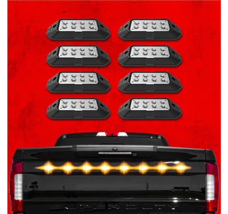 XK Glow Strobe Pod Lights w/ Traffic Modes Ultra Bright LEDs Multiple Modes + Solid On - Amber 8pc