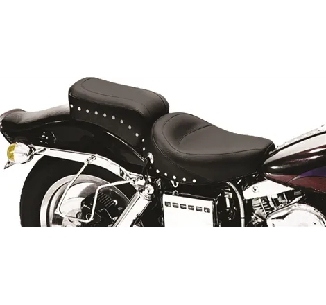 Mustang 58-84 Harley FX/FL Standard Touring 1PC Seat w/Studs - Black