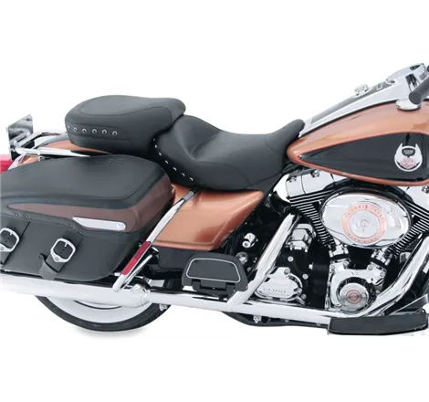 Mustang 08-21 Harley Electra Glide, Rd Glide, Rd King, Str Glide Tour Pass Seat w/Studs - Black