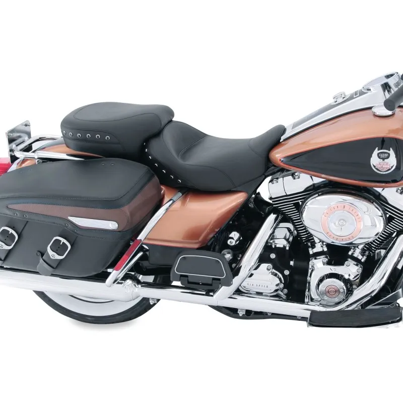 Mustang 08-21 Harley Electra Glide, Rd Glide, Rd King, Str Glide Tour Pass Seat w/Studs - Black