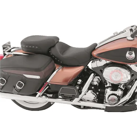 Mustang 08-21 Harley Electra Glide, Rd Glide, Rd King, Str Glide Tour Pass Seat w/Studs - Black