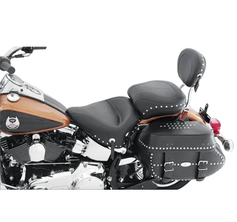 Mustang 06-17 Harley Softail Wide Tire (200mm) Std Touring,Wide Touring Pass Seat w/Studs - Black