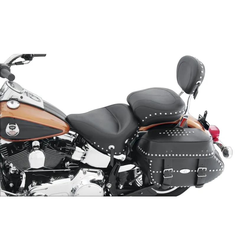 Mustang 06-17 Harley Softail Wide Tire (200mm) Std Touring,Wide Touring Pass Seat w/Studs - Black