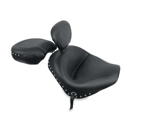 Mustang 02-09 Honda VTX1300 Retro, S ,T Wide Touring 2PC Seat w/Driver Backrest Studs - Black