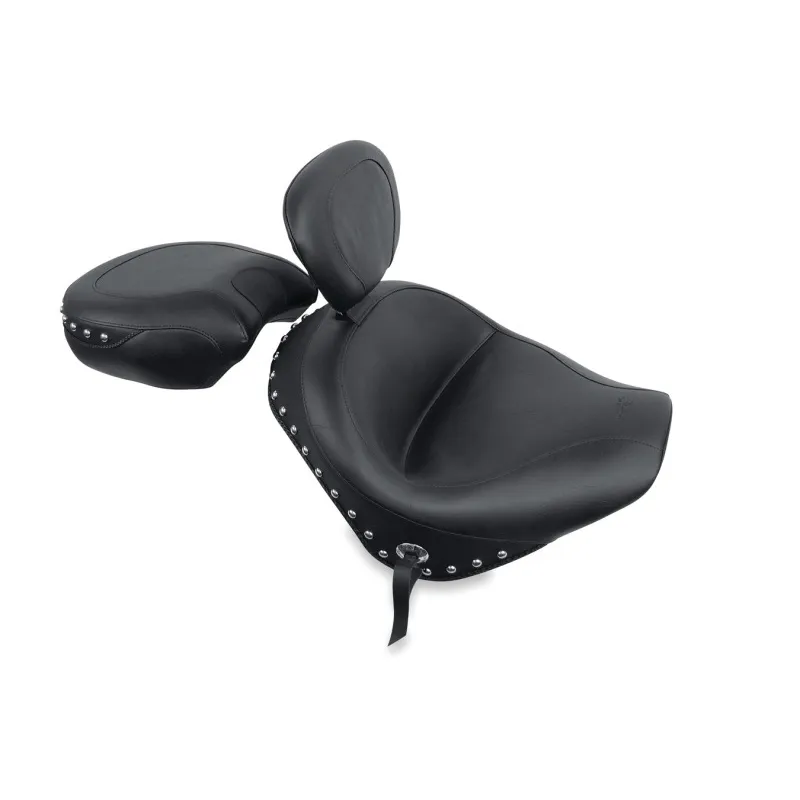 Mustang 02-09 Honda VTX1300 Retro, S ,T Wide Touring 2PC Seat w/Driver Backrest Studs - Black