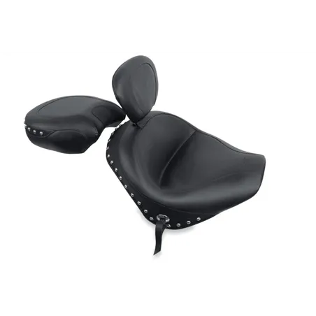 Mustang 02-09 Honda VTX1300 Retro, S ,T Wide Touring 2PC Seat w/Driver Backrest Studs - Black