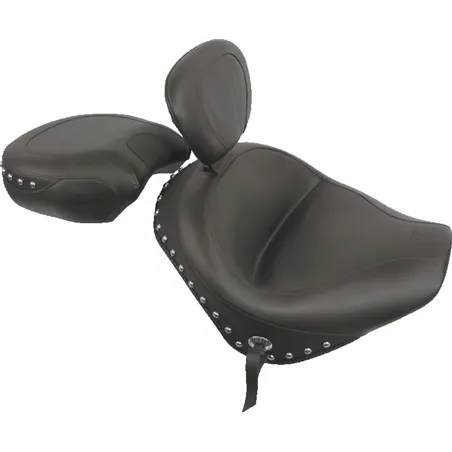 Mustang 02-09 Honda VTX1300 Retro, S ,T Wide Touring 2PC Seat w/Driver Backrest Studs - Black