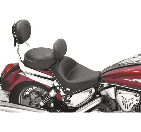 Mustang 02-09 Honda VTX1300 Retro, S ,T Wide Touring 2PC Seat w/Driver Backrest Studs - Black