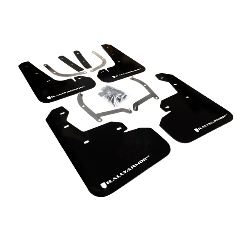 Rally Armor 17-23 Subaru Impreza 4D/5D Black UR Mud Flap w/White Logo