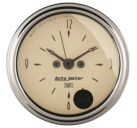 Autometer 2-1/16 inch 12 Hour Analog Antique Beige Clock