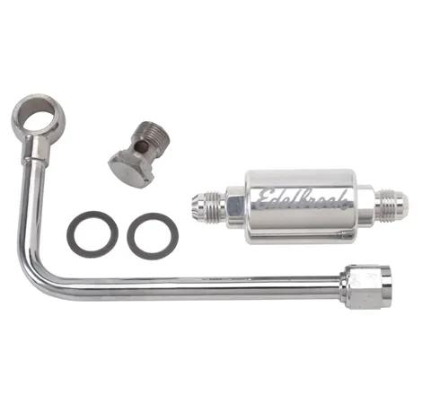 Edelbrock 3/8In Hard Fuel Line w/ -6 B-Nut and Polished Filter