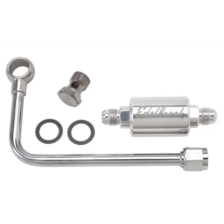 Edelbrock 3/8In Hard Fuel Line w/ -6 B-Nut and Polished Filter