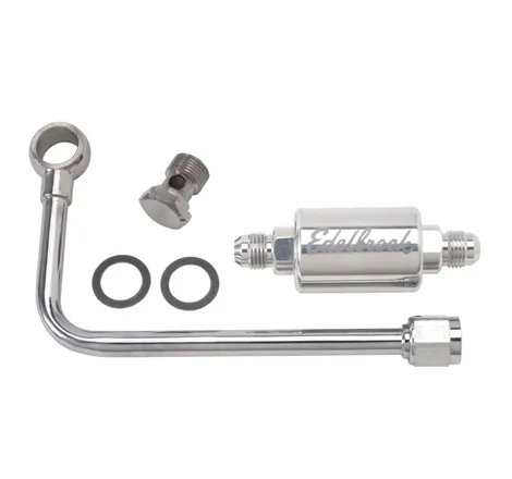 Edelbrock 3/8In Hard Fuel Line w/ -6 B-Nut and Polished Filter