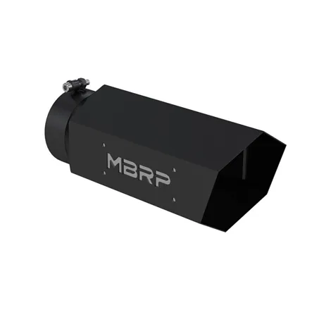 MBRP Universal Hex Tip 5in Inlet 16in Length w/ Logo - Black Coated