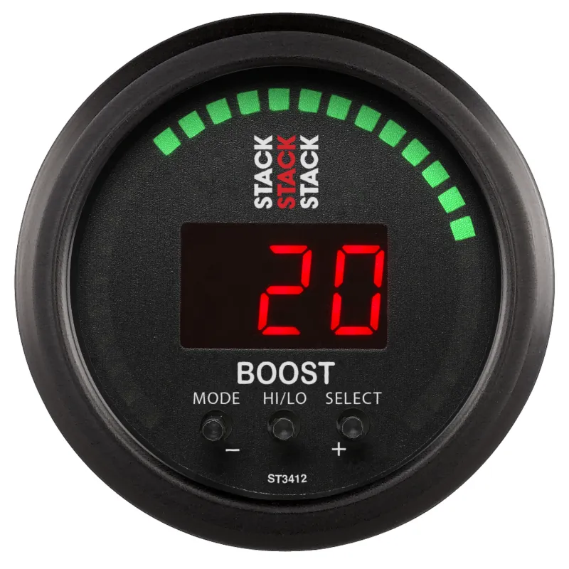 Autometer Stack 52mm -1 to +2 Bar (-30INHG to +30 PSI) Boost Controller - Black