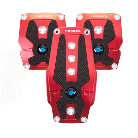 NRG Brushed Aluminum Sport Pedal M/T - Red w/Black Rubber Inserts