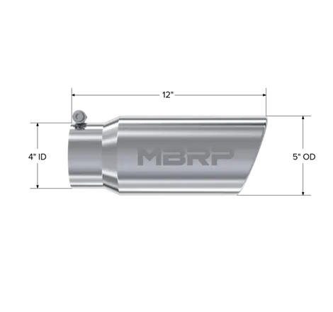 MBRP Universal Tip 5 O.D. Angled Rolled End 4 inlet 12 length